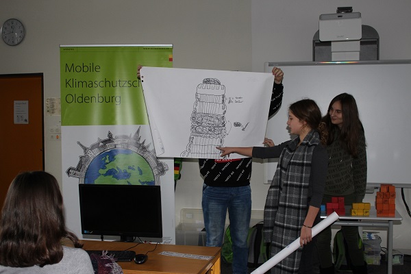 Ergebnispräsentation bei der „Mobilen Klimaschutzschule“